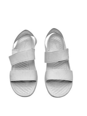 Crocs Literide  Size 11 Womens Color Grey White Sole Sandals